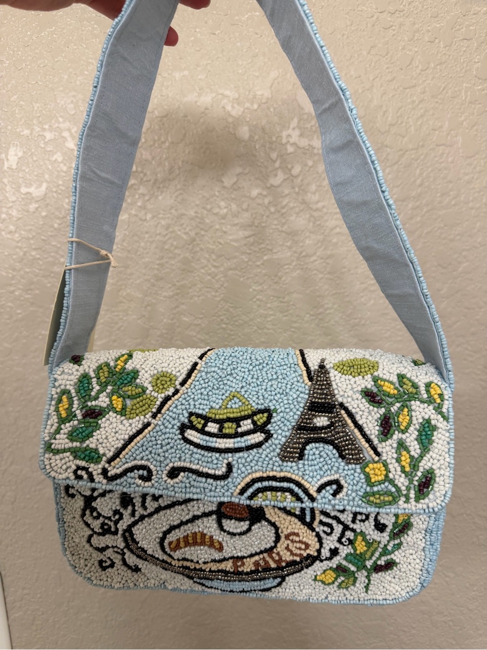 Viral Paris Cafe Latte Beaded Shoulder Bag- FIRM PRICE